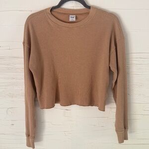 TNA for Aritzia | Size XS (Fits S) | Waffle Knit Long Sleeve- Burnt Orange/Brown